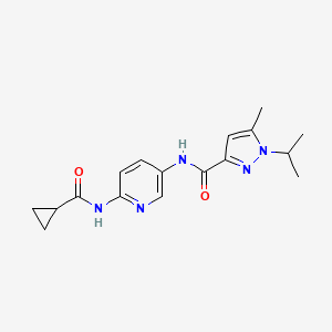 molecular formula C17H21N5O2 B7236203 N-[6-(cyclopropanecarbonylamino)pyridin-3-yl]-5-methyl-1-propan-2-ylpyrazole-3-carboxamide 