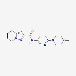 molecular formula C18H24N6O B7236391 N-[6-(4-methylpiperazin-1-yl)pyridin-3-yl]-4,5,6,7-tetrahydropyrazolo[1,5-a]pyridine-2-carboxamide 