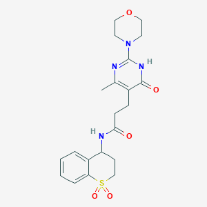 molecular formula C21H26N4O5S B7236411 N-(1,1-dioxo-3,4-dihydro-2H-thiochromen-4-yl)-3-(4-methyl-2-morpholin-4-yl-6-oxo-1H-pyrimidin-5-yl)propanamide 