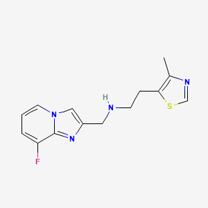 molecular formula C14H15FN4S B7236438 N-[(8-fluoroimidazo[1,2-a]pyridin-2-yl)methyl]-2-(4-methyl-1,3-thiazol-5-yl)ethanamine 