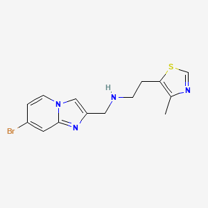 molecular formula C14H15BrN4S B7236446 N-[(7-bromoimidazo[1,2-a]pyridin-2-yl)methyl]-2-(4-methyl-1,3-thiazol-5-yl)ethanamine 