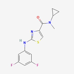 molecular formula C14H13F2N3OS B7236506 N-cyclopropyl-2-(3,5-difluoroanilino)-N-methyl-1,3-thiazole-4-carboxamide 