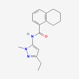 molecular formula C17H21N3O B7236577 N-(5-ethyl-2-methylpyrazol-3-yl)-5,6,7,8-tetrahydronaphthalene-1-carboxamide 
