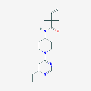 molecular formula C17H26N4O B7236719 N-[1-(6-ethylpyrimidin-4-yl)piperidin-4-yl]-2,2-dimethylbut-3-enamide 