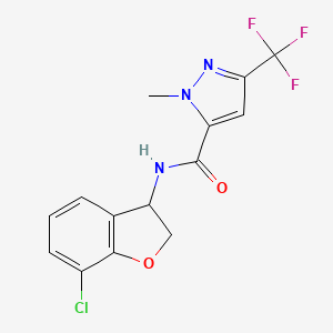 molecular formula C14H11ClF3N3O2 B7236726 N-(7-chloro-2,3-dihydro-1-benzofuran-3-yl)-2-methyl-5-(trifluoromethyl)pyrazole-3-carboxamide 