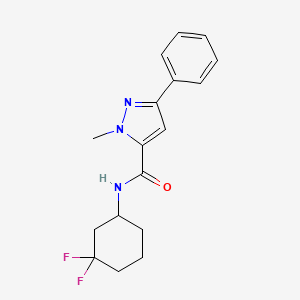 molecular formula C17H19F2N3O B7236772 N-(3,3-difluorocyclohexyl)-2-methyl-5-phenylpyrazole-3-carboxamide 