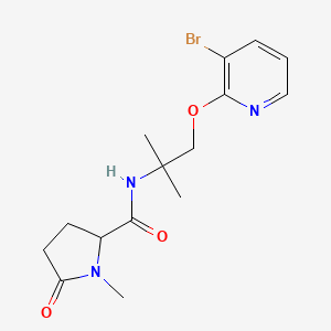 molecular formula C15H20BrN3O3 B7236854 N-[1-(3-bromopyridin-2-yl)oxy-2-methylpropan-2-yl]-1-methyl-5-oxopyrrolidine-2-carboxamide 