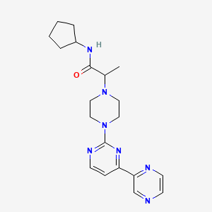 molecular formula C20H27N7O B7236897 N-cyclopentyl-2-[4-(4-pyrazin-2-ylpyrimidin-2-yl)piperazin-1-yl]propanamide 