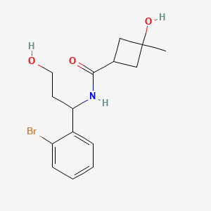 molecular formula C15H20BrNO3 B7237041 N-[1-(2-bromophenyl)-3-hydroxypropyl]-3-hydroxy-3-methylcyclobutane-1-carboxamide 