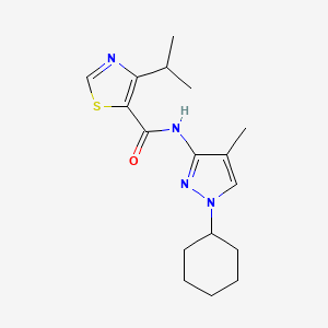 molecular formula C17H24N4OS B7237082 N-(1-cyclohexyl-4-methylpyrazol-3-yl)-4-propan-2-yl-1,3-thiazole-5-carboxamide 