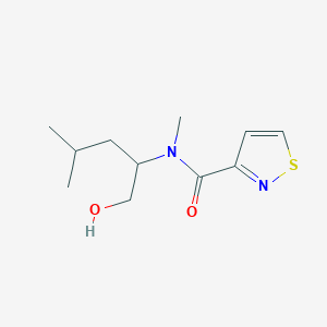 molecular formula C11H18N2O2S B7237240 N-(1-hydroxy-4-methylpentan-2-yl)-N-methyl-1,2-thiazole-3-carboxamide 