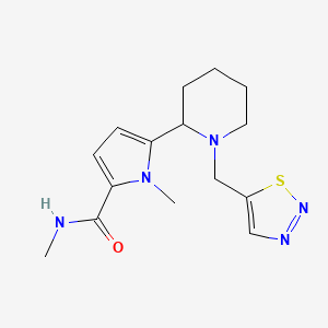 molecular formula C15H21N5OS B7237302 N,1-dimethyl-5-[1-(thiadiazol-5-ylmethyl)piperidin-2-yl]pyrrole-2-carboxamide 