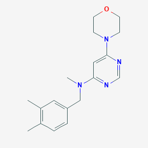 molecular formula C18H24N4O B7237397 N-[(3,4-dimethylphenyl)methyl]-N-methyl-6-morpholin-4-ylpyrimidin-4-amine 