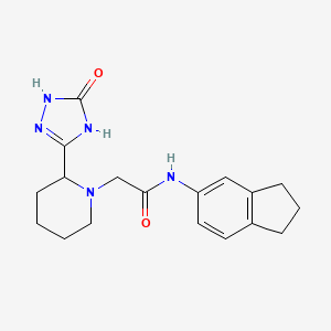 molecular formula C18H23N5O2 B7237484 N-(2,3-dihydro-1H-inden-5-yl)-2-[2-(5-oxo-1,4-dihydro-1,2,4-triazol-3-yl)piperidin-1-yl]acetamide 