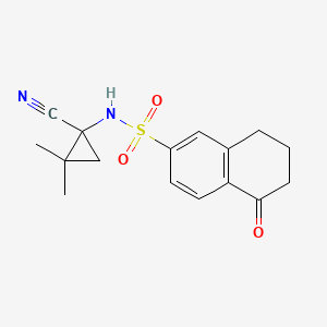 molecular formula C16H18N2O3S B7237527 N-(1-cyano-2,2-dimethylcyclopropyl)-5-oxo-7,8-dihydro-6H-naphthalene-2-sulfonamide 