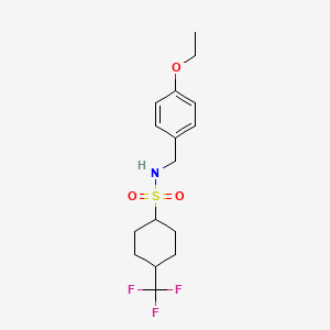 molecular formula C16H22F3NO3S B7237629 N-[(4-ethoxyphenyl)methyl]-4-(trifluoromethyl)cyclohexane-1-sulfonamide 