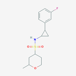 molecular formula C15H20FNO3S B7237649 N-[2-(3-fluorophenyl)cyclopropyl]-2-methyloxane-4-sulfonamide 