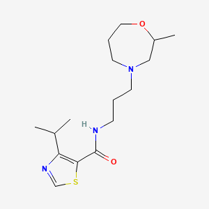 molecular formula C16H27N3O2S B7237699 N-[3-(2-methyl-1,4-oxazepan-4-yl)propyl]-4-propan-2-yl-1,3-thiazole-5-carboxamide 