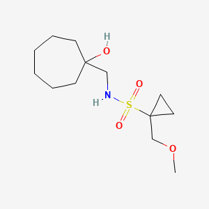 molecular formula C13H25NO4S B7237729 N-[(1-hydroxycycloheptyl)methyl]-1-(methoxymethyl)cyclopropane-1-sulfonamide 