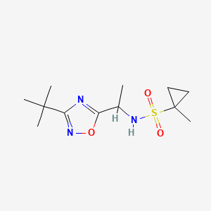 molecular formula C12H21N3O3S B7237780 N-[1-(3-tert-butyl-1,2,4-oxadiazol-5-yl)ethyl]-1-methylcyclopropane-1-sulfonamide 