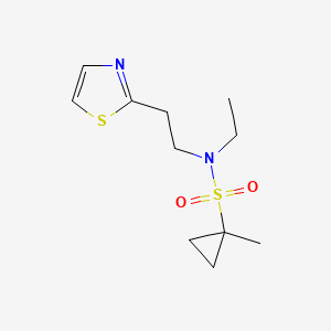 molecular formula C11H18N2O2S2 B7237845 N-ethyl-1-methyl-N-[2-(1,3-thiazol-2-yl)ethyl]cyclopropane-1-sulfonamide 