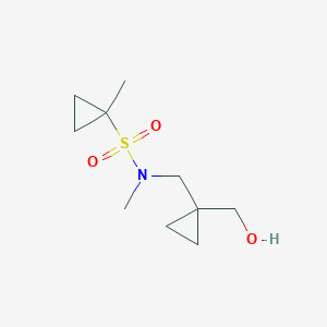 molecular formula C10H19NO3S B7237941 N-[[1-(hydroxymethyl)cyclopropyl]methyl]-N,1-dimethylcyclopropane-1-sulfonamide 