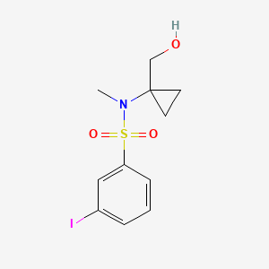 molecular formula C11H14INO3S B7238047 N-[1-(hydroxymethyl)cyclopropyl]-3-iodo-N-methylbenzenesulfonamide 