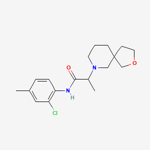 molecular formula C18H25ClN2O2 B7238279 N-(2-chloro-4-methylphenyl)-2-(2-oxa-9-azaspiro[4.5]decan-9-yl)propanamide 