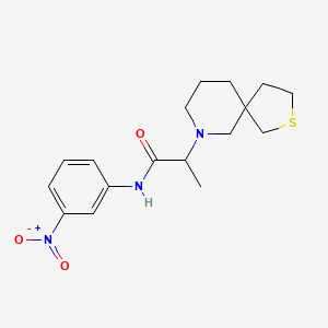 molecular formula C17H23N3O3S B7238307 N-(3-nitrophenyl)-2-(2-thia-9-azaspiro[4.5]decan-9-yl)propanamide 