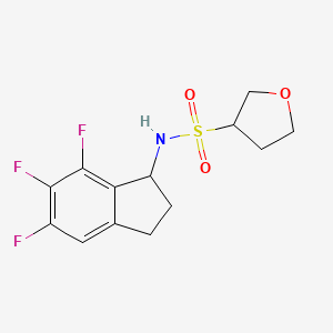 molecular formula C13H14F3NO3S B7238320 N-(5,6,7-trifluoro-2,3-dihydro-1H-inden-1-yl)oxolane-3-sulfonamide 