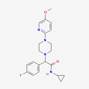molecular formula C21H25FN4O2 B7238388 N-cyclopropyl-2-(4-fluorophenyl)-2-[4-(5-methoxypyridin-2-yl)piperazin-1-yl]acetamide 