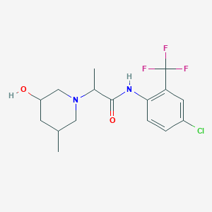 molecular formula C16H20ClF3N2O2 B7238392 N-[4-chloro-2-(trifluoromethyl)phenyl]-2-(3-hydroxy-5-methylpiperidin-1-yl)propanamide 