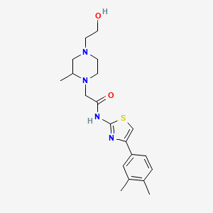 molecular formula C20H28N4O2S B7238447 N-[4-(3,4-dimethylphenyl)-1,3-thiazol-2-yl]-2-[4-(2-hydroxyethyl)-2-methylpiperazin-1-yl]acetamide 