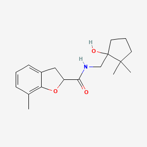 molecular formula C18H25NO3 B7238467 N-[(1-hydroxy-2,2-dimethylcyclopentyl)methyl]-7-methyl-2,3-dihydro-1-benzofuran-2-carboxamide 