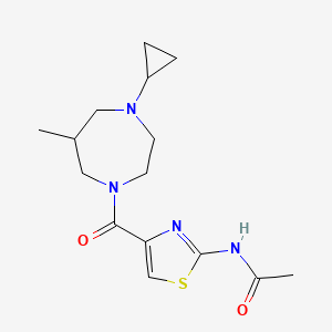 molecular formula C15H22N4O2S B7238524 N-[4-(4-cyclopropyl-6-methyl-1,4-diazepane-1-carbonyl)-1,3-thiazol-2-yl]acetamide 