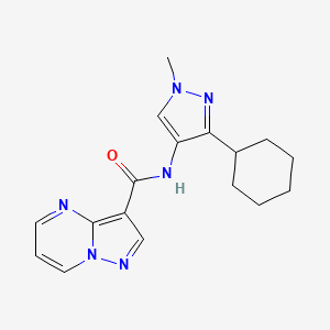 molecular formula C17H20N6O B7238573 N-(3-cyclohexyl-1-methylpyrazol-4-yl)pyrazolo[1,5-a]pyrimidine-3-carboxamide 