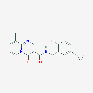 molecular formula C20H18FN3O2 B7238584 N-[(5-cyclopropyl-2-fluorophenyl)methyl]-9-methyl-4-oxopyrido[1,2-a]pyrimidine-3-carboxamide 