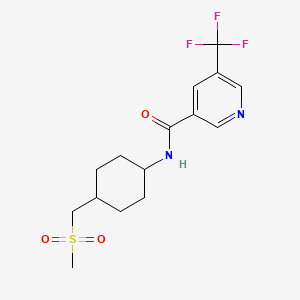 molecular formula C15H19F3N2O3S B7238589 N-[4-(methylsulfonylmethyl)cyclohexyl]-5-(trifluoromethyl)pyridine-3-carboxamide 