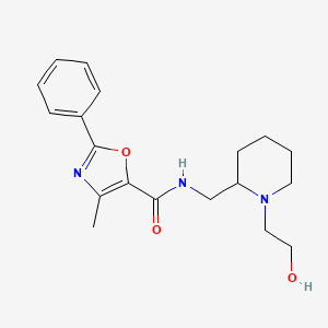 molecular formula C19H25N3O3 B7238644 N-[[1-(2-hydroxyethyl)piperidin-2-yl]methyl]-4-methyl-2-phenyl-1,3-oxazole-5-carboxamide 