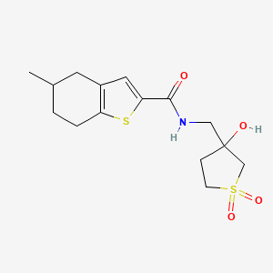 molecular formula C15H21NO4S2 B7238718 N-[(3-hydroxy-1,1-dioxothiolan-3-yl)methyl]-5-methyl-4,5,6,7-tetrahydro-1-benzothiophene-2-carboxamide 