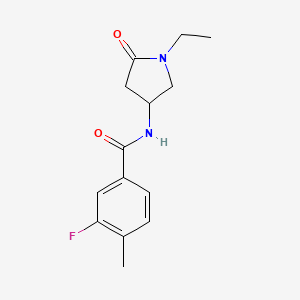 molecular formula C14H17FN2O2 B7238929 N-(1-ethyl-5-oxopyrrolidin-3-yl)-3-fluoro-4-methylbenzamide 