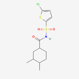 molecular formula C13H18ClNO3S2 B7239042 N-(5-chlorothiophen-2-yl)sulfonyl-3,4-dimethylcyclohexane-1-carboxamide 