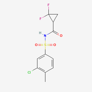 molecular formula C11H10ClF2NO3S B7239094 N-(3-chloro-4-methylphenyl)sulfonyl-2,2-difluorocyclopropane-1-carboxamide 