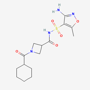 molecular formula C15H22N4O5S B7239127 N-[(3-amino-5-methyl-1,2-oxazol-4-yl)sulfonyl]-1-(cyclohexanecarbonyl)azetidine-3-carboxamide 