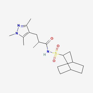 molecular formula C18H29N3O3S B7239149 N-(2-bicyclo[2.2.2]octanylsulfonyl)-2-methyl-3-(1,3,5-trimethylpyrazol-4-yl)propanamide 