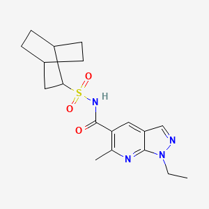 molecular formula C18H24N4O3S B7239150 N-(2-bicyclo[2.2.2]octanylsulfonyl)-1-ethyl-6-methylpyrazolo[3,4-b]pyridine-5-carboxamide 