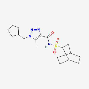 molecular formula C18H28N4O3S B7239151 N-(2-bicyclo[2.2.2]octanylsulfonyl)-1-(cyclopentylmethyl)-5-methyltriazole-4-carboxamide 