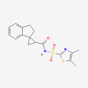 molecular formula C17H18N2O3S2 B7239185 N-[(4,5-dimethyl-1,3-thiazol-2-yl)sulfonyl]spiro[1,2-dihydroindene-3,2'-cyclopropane]-1'-carboxamide 