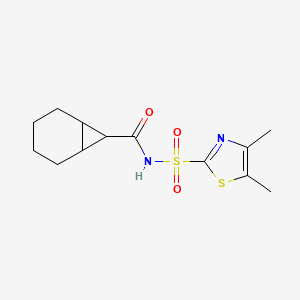 molecular formula C13H18N2O3S2 B7239193 N-[(4,5-dimethyl-1,3-thiazol-2-yl)sulfonyl]bicyclo[4.1.0]heptane-7-carboxamide 