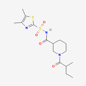 molecular formula C16H25N3O4S2 B7239207 N-[(4,5-dimethyl-1,3-thiazol-2-yl)sulfonyl]-1-(2-methylbutanoyl)piperidine-3-carboxamide 